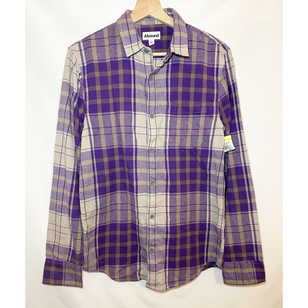 Abound Men's Purple Plaid Long Sleeve Button Up Shirt SIZE SMALL NWT